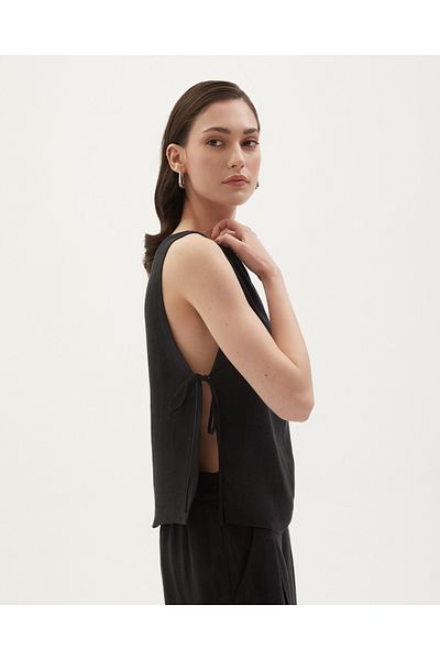 Towdoo Poppy Linen Cupro Side Tied Tank Top
