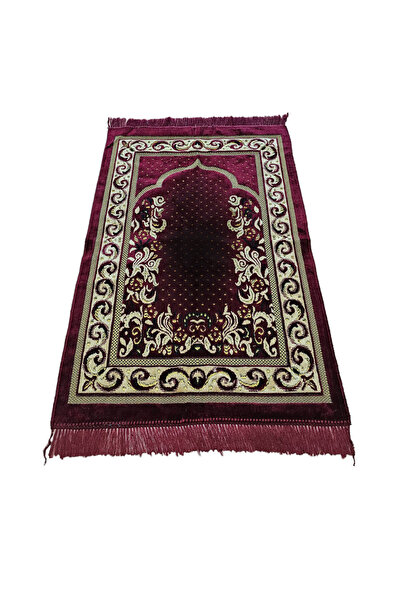 AL HANNAN TEX Kadife Namaz Seccadesi Lüx-kırmızı