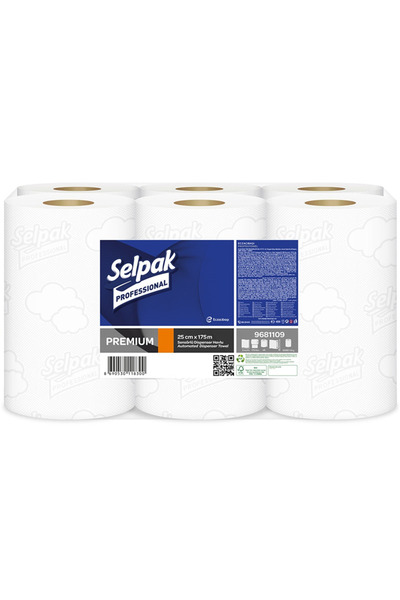 Selpak منشفة بمستشعر ورقي احترافي بريميوم 25 سم.175 طن 6 عبوات 9681109 1 علبة