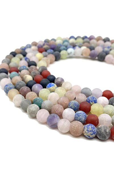 RLX BUJİTERİ حجر طبيعي 8 مم - عقيق السلطعون المختلط، سلسلة واحدة (47 قطعة)