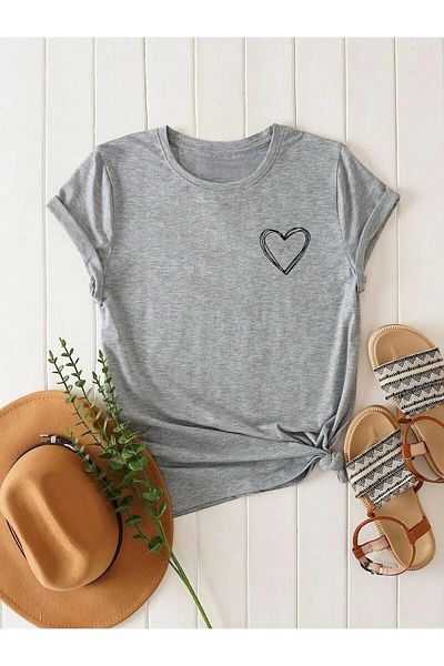 DAXİS Sportwear Company Tricou cu imprimeu inimă pentru copii - Tricou cu gât crew