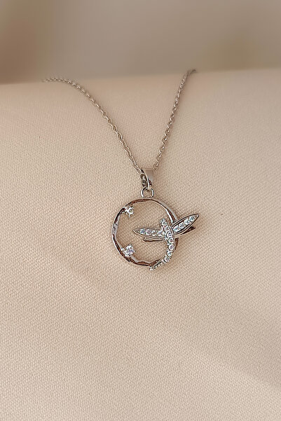 COSİTA Yusufcuk Daire Zirkon Taş Minimal Doğa Tema Silver Çelik Kolye