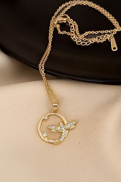 COSİTA Yusufcuk Circle Zircon Stone Minimal Nature Theme Gold Steel Necklace