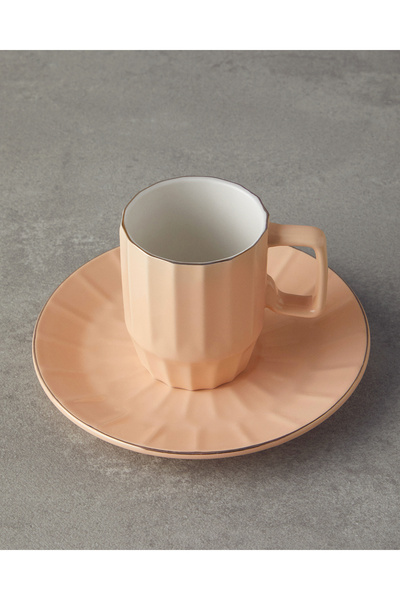 English Home Angely New - 2 Person Bone China Coffee Cup Set 4 Pieces - Salmon