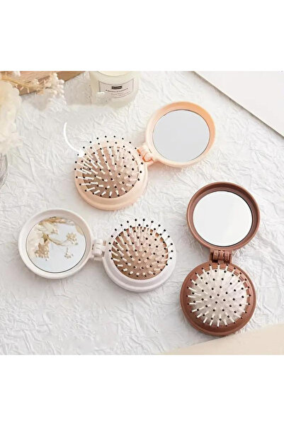 UĞURDAN Taşınabilir Mini Ayıcık Katlanabilir Aynalı Saç Fırçası 1 Adet