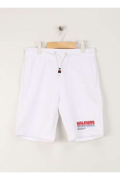 Tommy Hilfiger Lastikli Bel Normal Beyaz Erkek Çocuk Şort FADE HILFIGER SWEATSHORTS