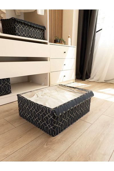 Smyak Elegant PVC Covered - Multi-Purpose Under Base Box Storage 50x30x19 Organizer