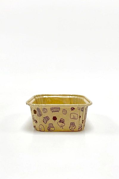 SURPRISE PARTY STORE Kraft Top Patterned Square Shaped 20-Piece Baking Muffin Cupcake Cake Dessert Container 8.5x8.5x3.5 cm