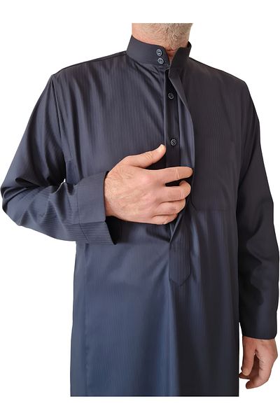 Royal Attire Saudi Design Hajj and Umrah Outfit - Hidden Buttons, Long Sleeve No Button Pocket Jalabiya Clothing
