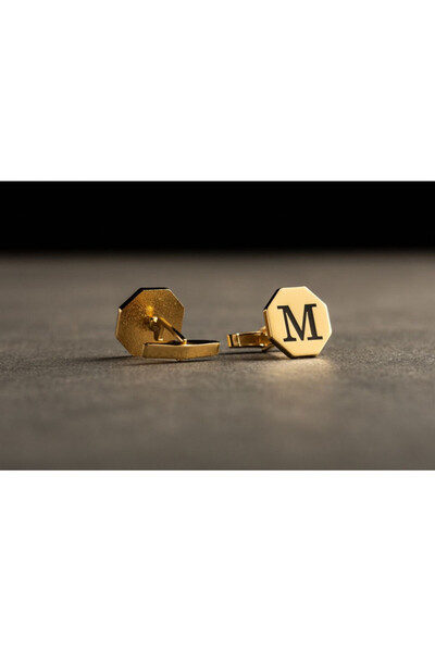 Gökdeniz 925 Kişiye Özel Tasarım Gümüş Erkek Hediyelik Harfli Kol Düğmesi