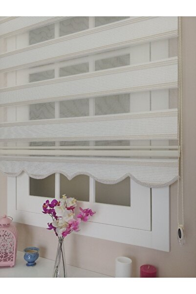 atölyeperde Atölye Perde Beyaz Altın Simli Plise Star Zebra Stor Perde