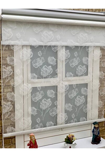 YAZAR HOME Yeni Sezon 1. Kalite Eteği Düz Çiftli Sistem Tül + Stor Perde