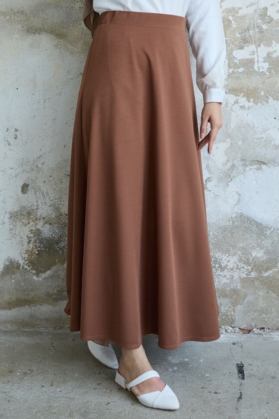 InStyle Dvojitá pletená sukně v hnědé barvě