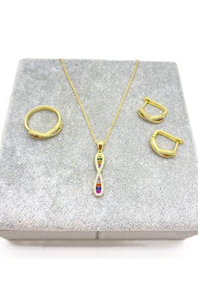 ERU JEWELLERY Gökkuşağı Sonsuzluk Seti - 925 Ayar Gümüş Doğum Günü Hediyesi K...