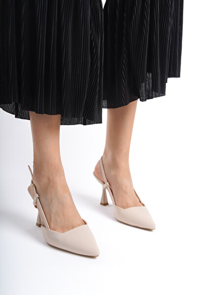 GökDesem GÖKDESEM KADIN DÜZ BEJ  TOPUKLU AYAKKABI