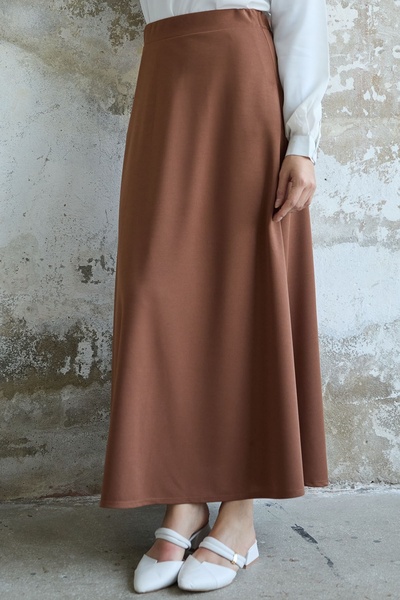 InStyle Dvojitá pletená sukně v hnědé barvě