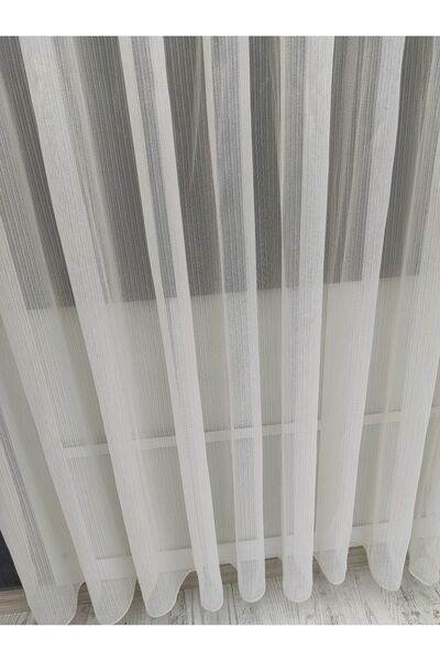 YAZAR HOME Gold Simli Parlak Zemin Ütü Istemez Eteği Kurşunlu Tül Perde - Normal Pile