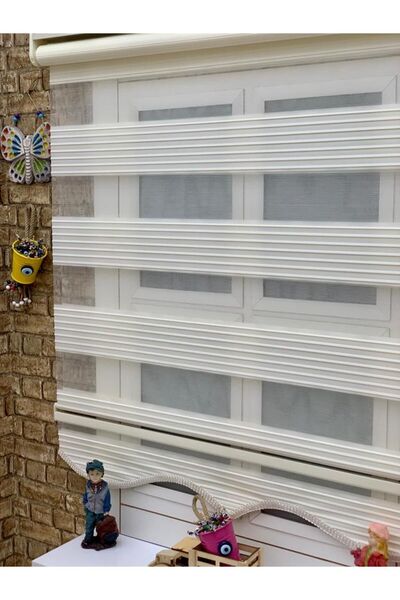 YAZAR HOME Brilllant Modern Krem Geniş Pliseli Etekli Zebra Perde (3211)