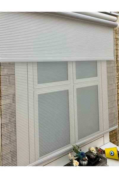 YAZAR HOME Yeni Sezon 1. Kalite Gri Renk Zincir Desenli Tül Stor Perde