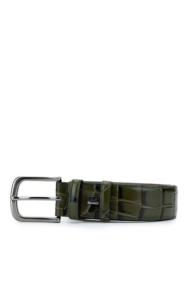 Tamer Tanca Green Crocodile Genuine Leather Men's Sports Belt