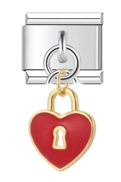 Takı Dükkanı سحر سوار من الفولاذ الإيطالي مقاس 9 مم - مع قلادة متدلية وقلب مي...