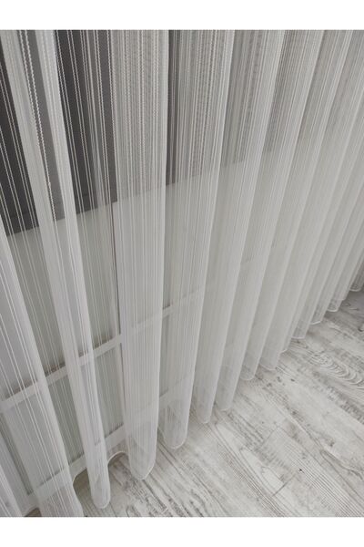 YAZAR HOME Modern Eteği Kurşunlu Gold Simli Pileli Zincir Tül Perde