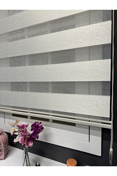 atölyeperde Atölye Perde Krem Barselona Jakarlı Zebra Stor Perde