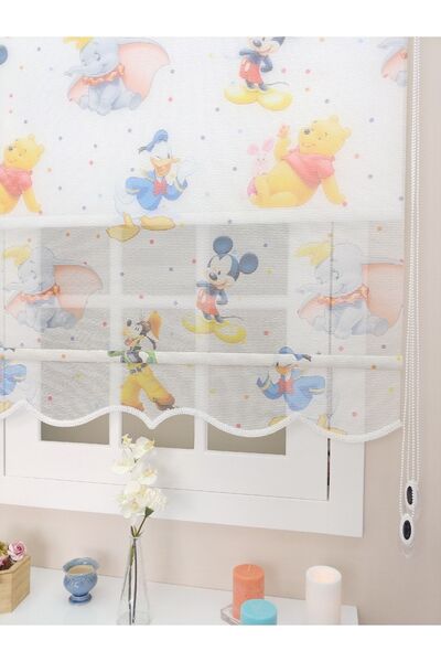 atölyeperde Atölye Perde Çiftli Sistem Çocuk Odası Sevimli Karakterler Baskıl...