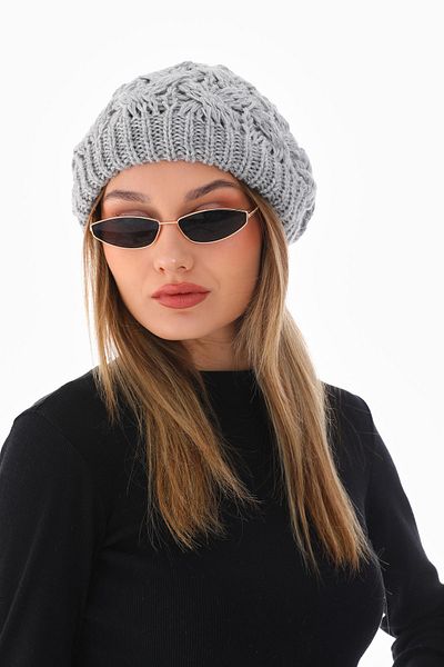 Ritagarcia Double Layer Knitted Gray Beret