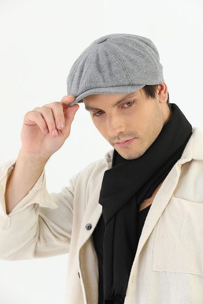 Ritagarcia Men's Gray Cap Peaky Blinders Stamped Fabric Hat Cap