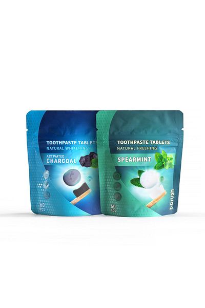 TBRUSH 60 Tablets Whitening Activated Charcoal and Mint Flavored Smokers Toothpaste Tablet