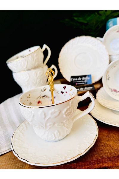 CASA DE BELLA Lidya 2-Piece Luxury Porcelain Tea and Nescafe Cup