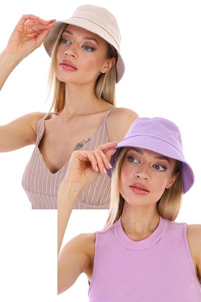 Ritagarcia Women's Fisherman Beige-lilac Bucket Bucket 2nd Pack Hat