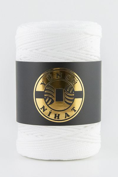 Yüncü Nihat 200 gr - 200 Mt - 2,5 mm Λευκή τσάντα από πολυεστέρα μακραμέ