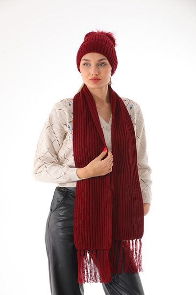 Ritagarcia Pompom Claret Red Beret Thessaloniki Scarf Set