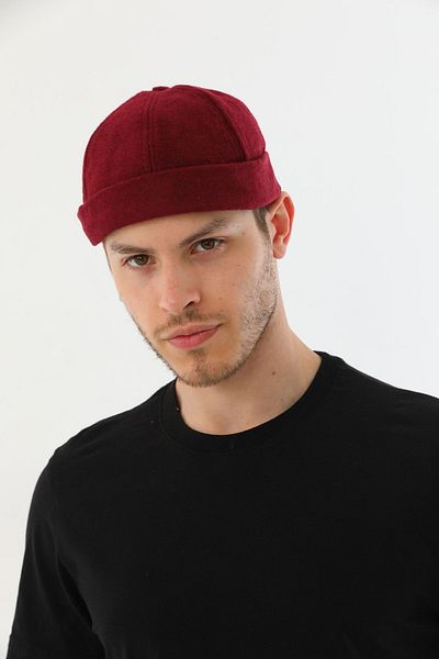 Ritagarcia Stamped Burgundy Back Adjustable Retro Hip-hop Skullcap Hat