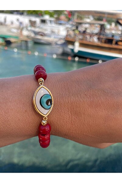 DEAR HOME سوار خرز بودروم أحمر، سوار مطرز على شكل عين الشر