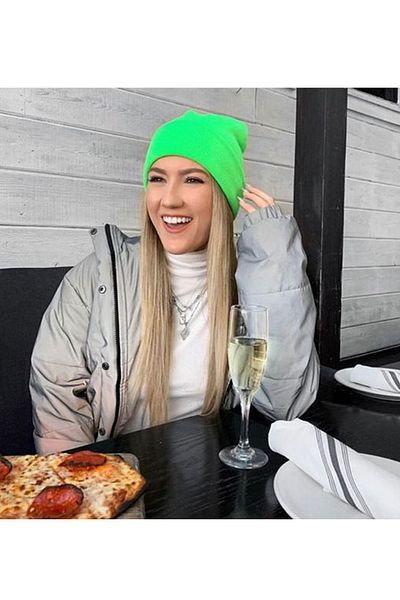 Ritagarcia Unisex Winter Neon Green Folded Beret