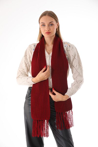 Ritagarcia Eșarfă tricotată de damă Burgundy Thessaloniki