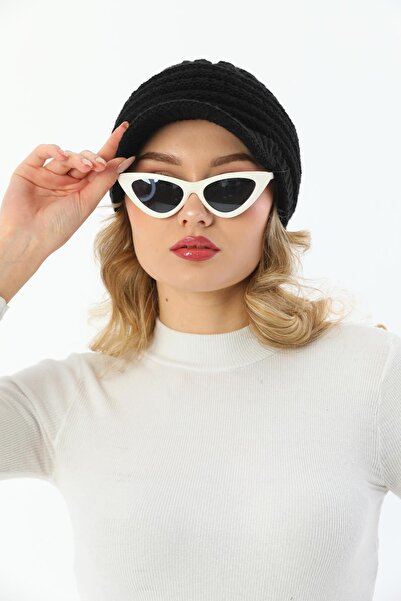 Ritagarcia Siperli Çift Kat Siyah Triko Örme Bere