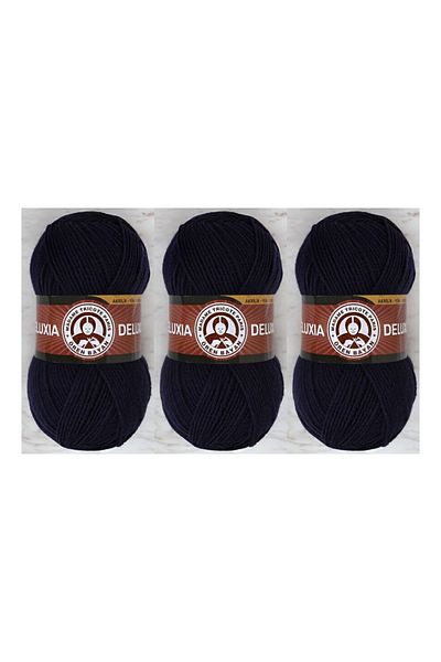 Ören Bayan 100 Gr Ören Deluxia Hand Knitting Yarn 3 Pcs Color 019 Dark Blue
