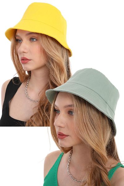 Ritagarcia Women's Fisherman Yellow-green Bucket Bucket 2nd Pack Hat