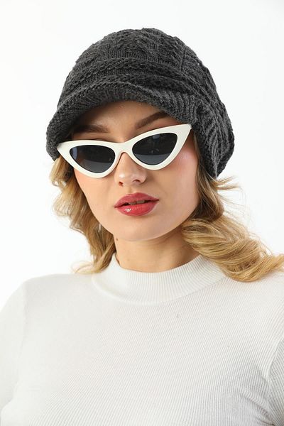 Ritagarcia Brimmed Double Layer Anthracite Knitted Knitted Beret