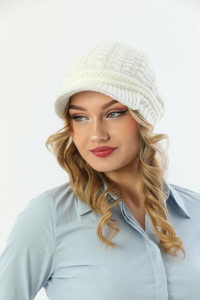 Ritagarcia Brimmed Double Layer Ecru Knitwear Knitted Beret