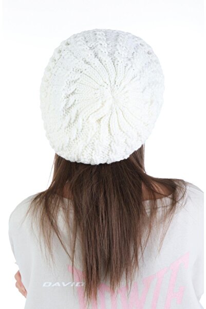 Ritagarcia Women's Ecru Knitwear Single Layer Painter Beret