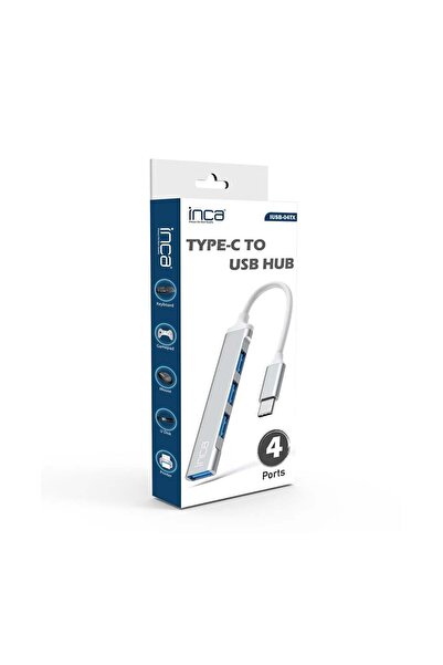 Inca IUSB-04TX Type-C Hub X 4  Port USB 3.0 +3*USB 2.0 Çoklayıcı  Slim Aluminyum Kasa