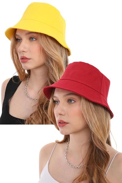 Ritagarcia Women's Fisherman Yellow-red Bucket Bucket 2nd Pack Hat