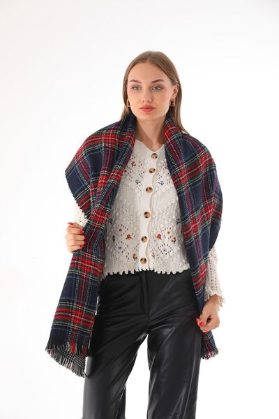 Ritagarcia Двосторонній м'який шарф з темно-синьої шотландської вовни