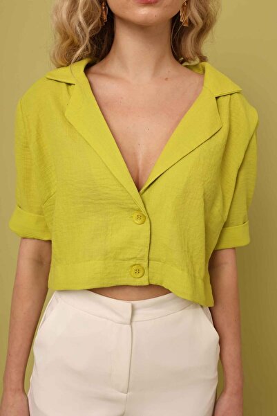 MDZ COLLECTION Kol Detaylı Fıstık Yeşili Gömlek