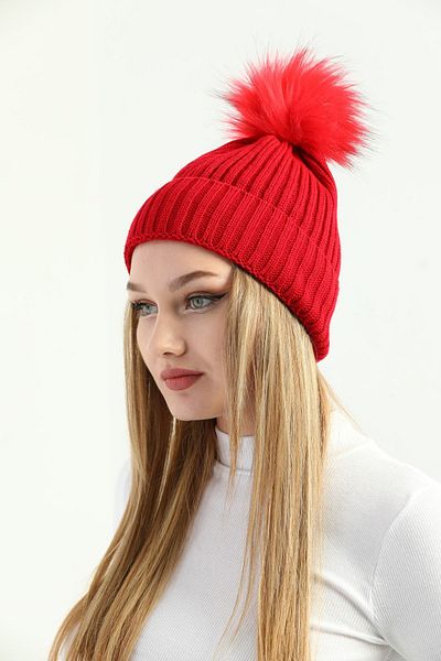 Ritagarcia Women's Red Winter Pompom Knitwear Beret
